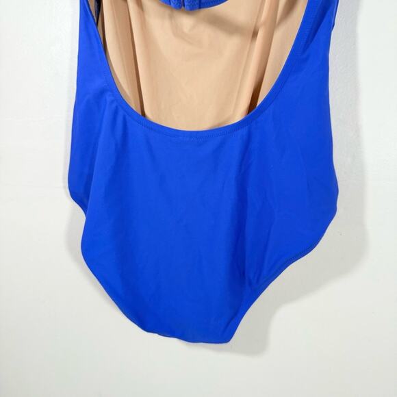 J. Crew Royal Blue Strapless or Halter Open Back One Piece Swim Medium H5398 - Picture 7 of 11
